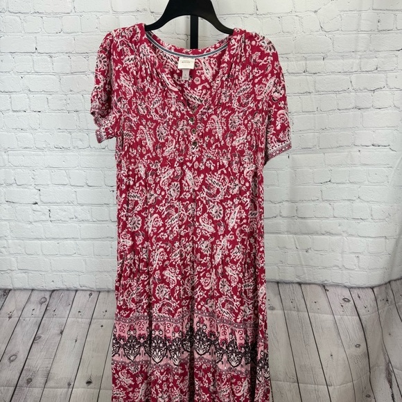 Knox Rose Dresses & Skirts - Knox Rose Red and White Floral V-Neck Maxi Dress Size Large